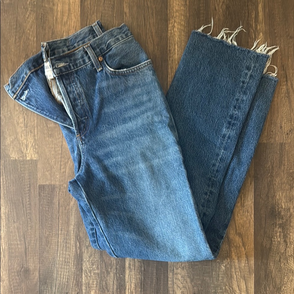 Agolde Straight Jeans with Distressed Hem